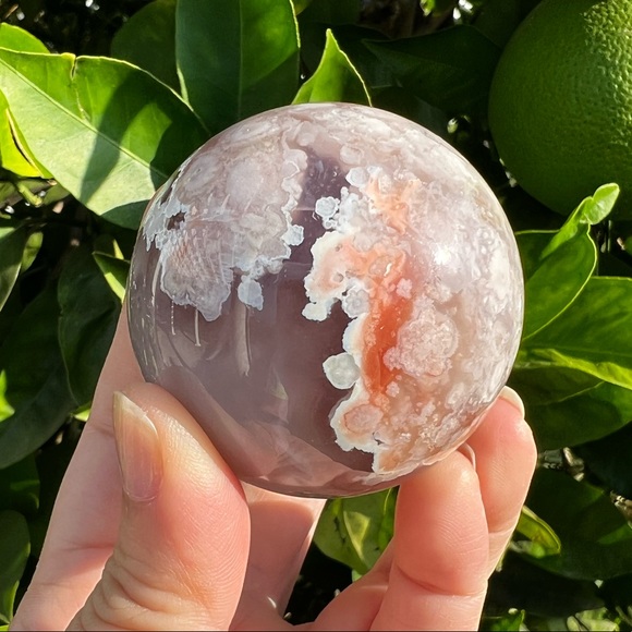 Flower Agate Sphere With Banding - Picture 9 of 10